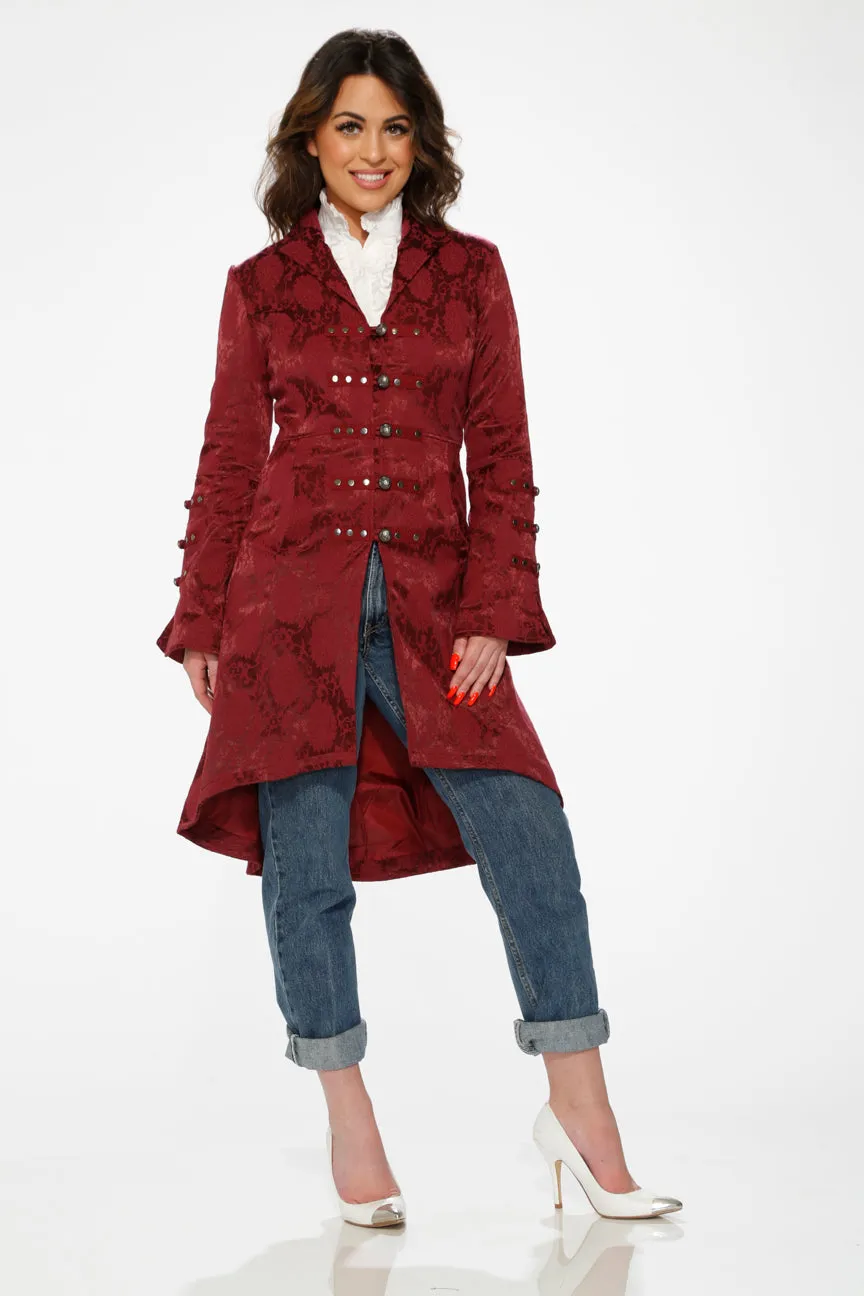 10192 Burgundy Brocade Coat