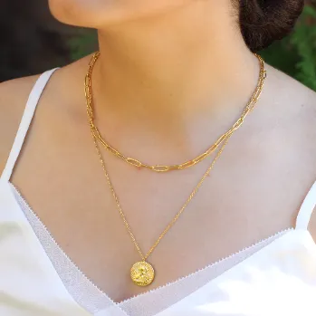 18k Gold-Filled Medallion Necklace Set