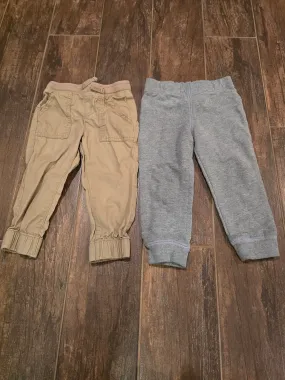 2 pants khaki and Gray sweatpants - size Kids Clothing:     24 Mos & 2 & 2T