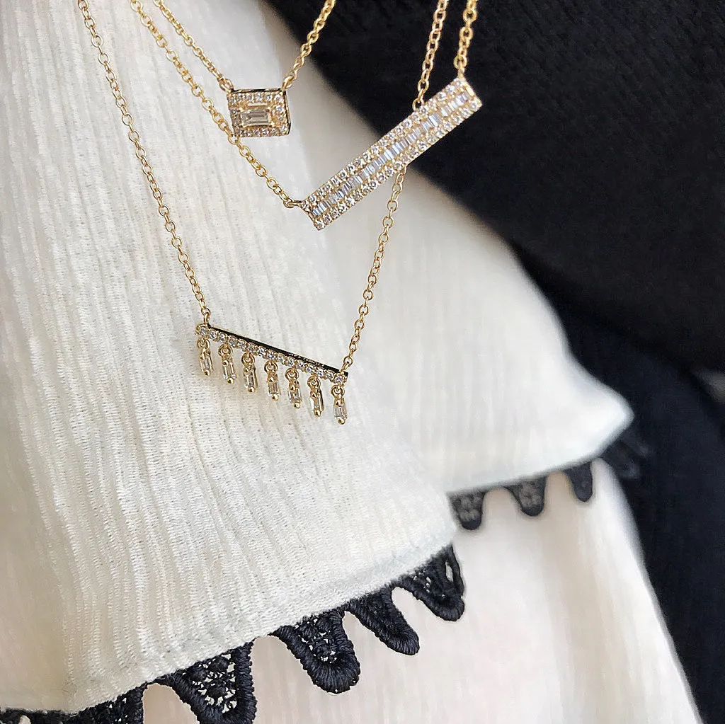 Baguette with Halo Necklace