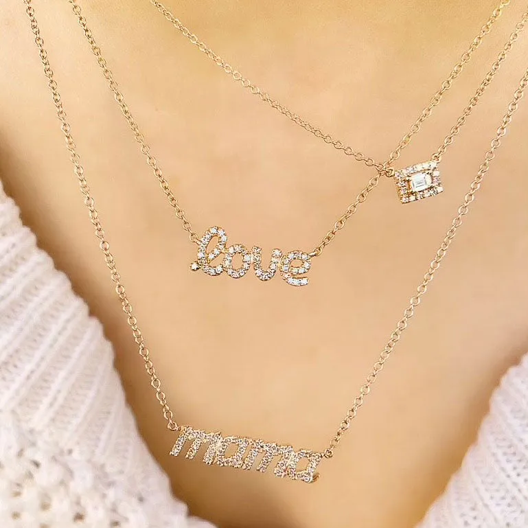 Baguette with Halo Necklace