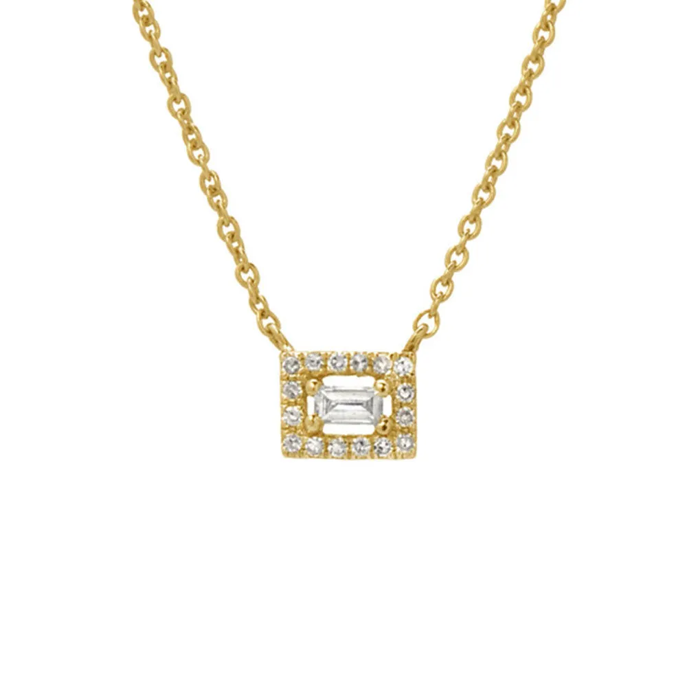 Baguette with Halo Necklace