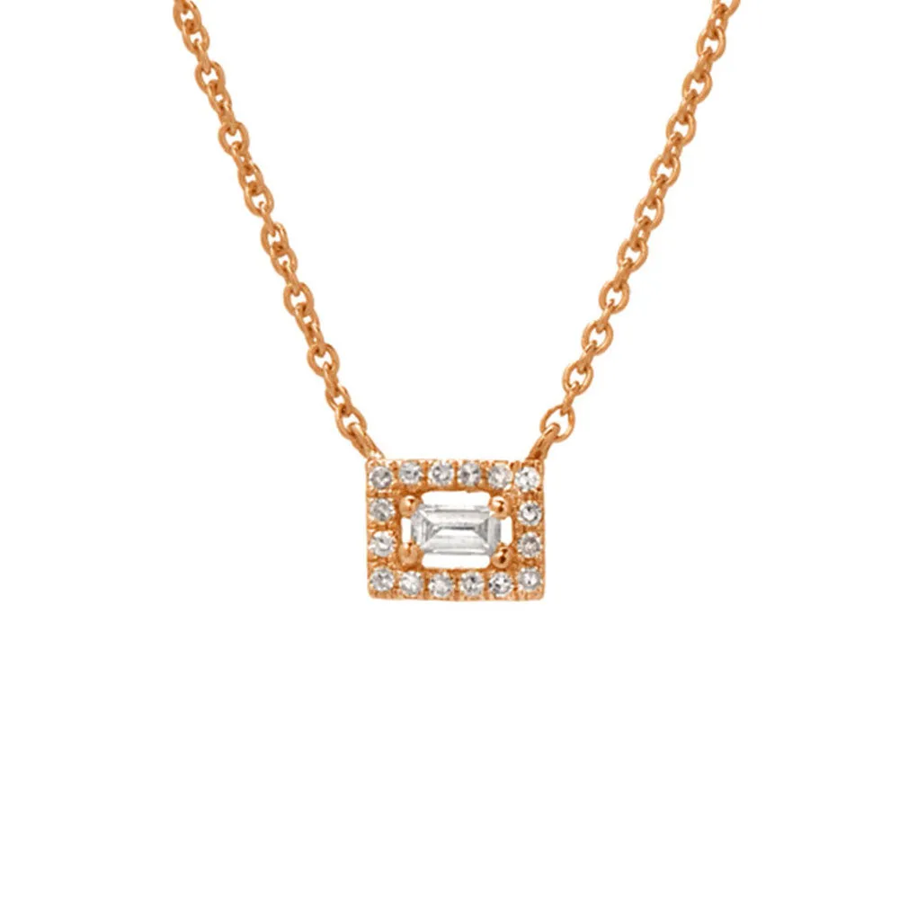 Baguette with Halo Necklace