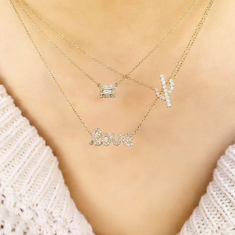 Baguette with Halo Necklace