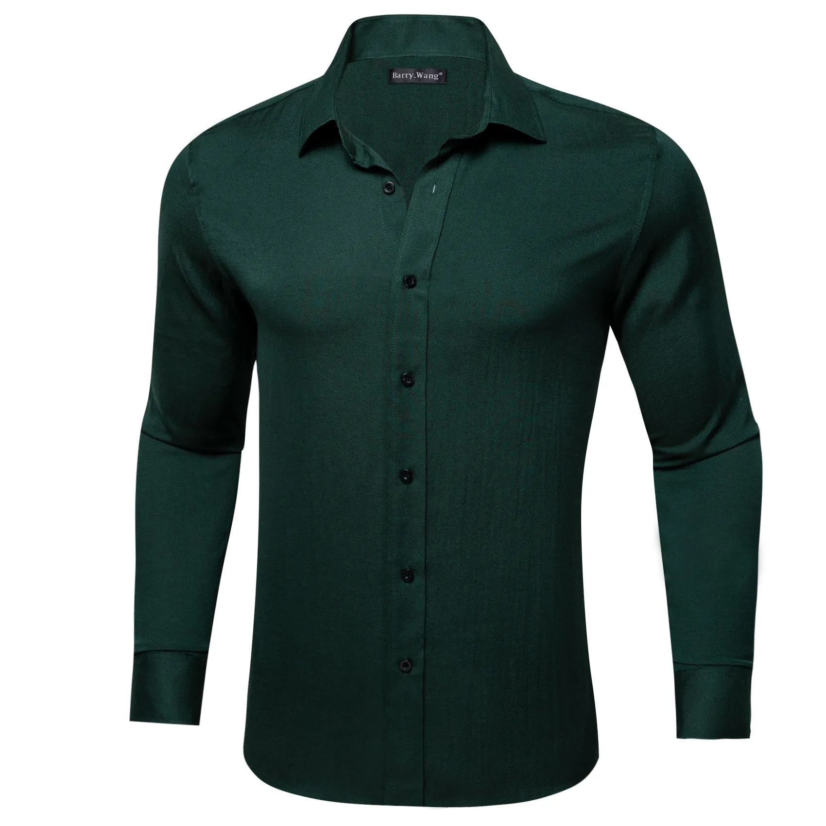 Barry.wang Dark Green Solid Men's Shirt