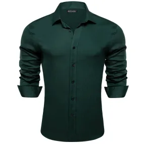 Barry.wang Dark Green Solid Men's Shirt