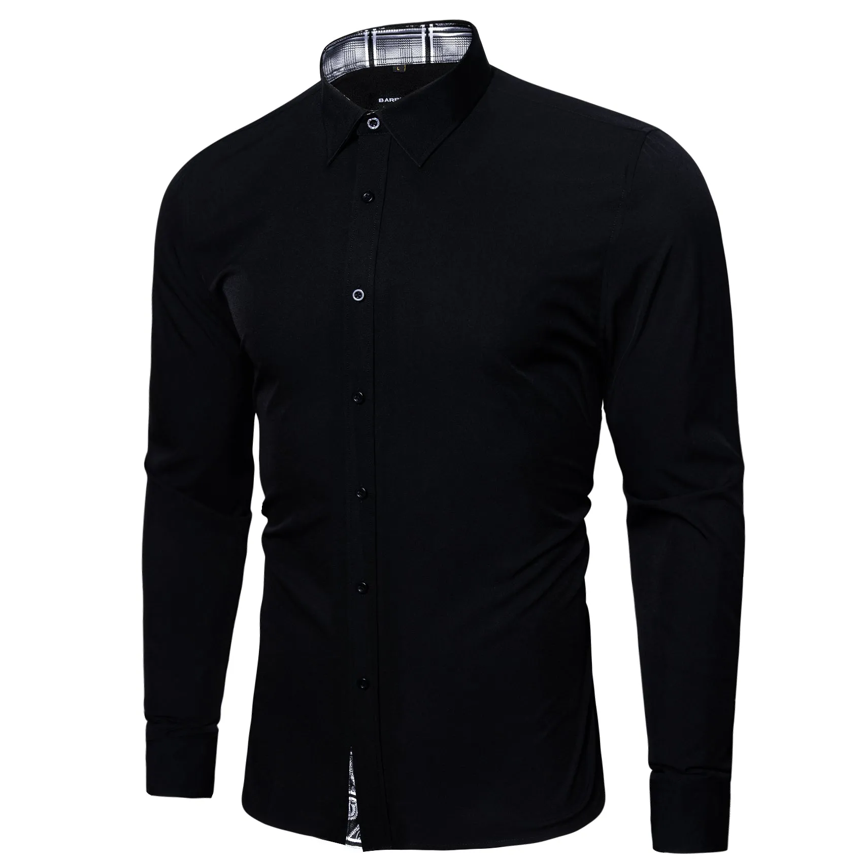 Barry.wang Fromal Black White Splicing Men's Shirt