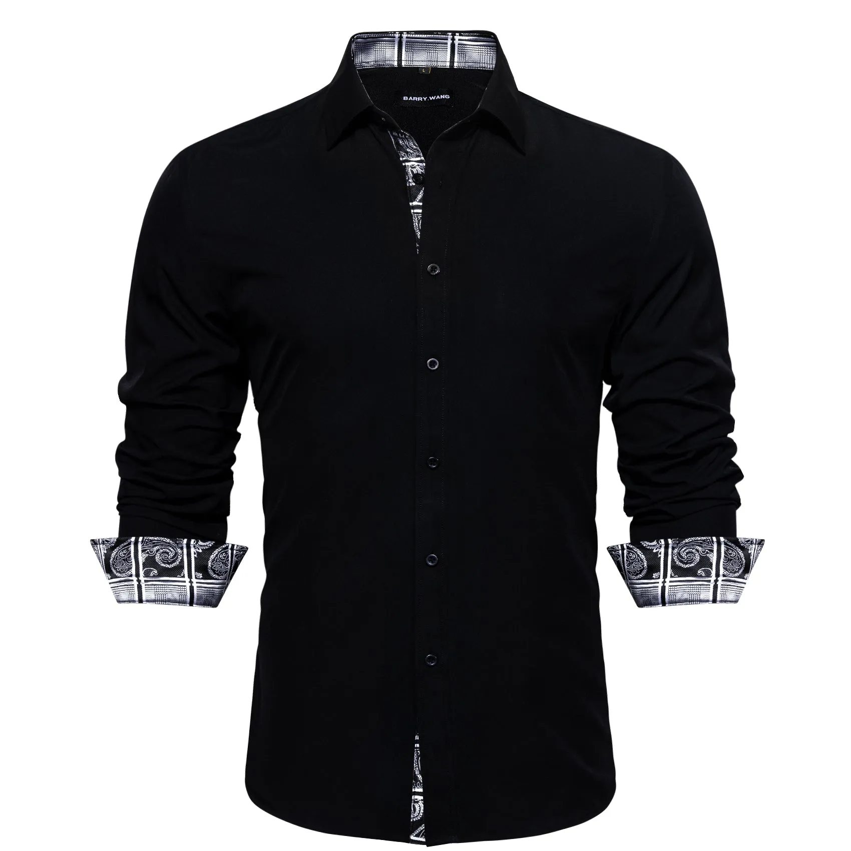 Barry.wang Fromal Black White Splicing Men's Shirt
