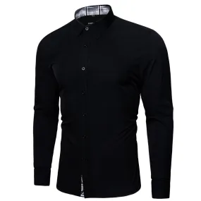 Barry.wang Fromal Black White Splicing Men's Shirt