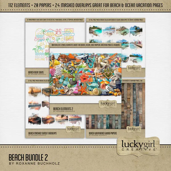 Beach Neon Signs Digital Scrapbook Kit