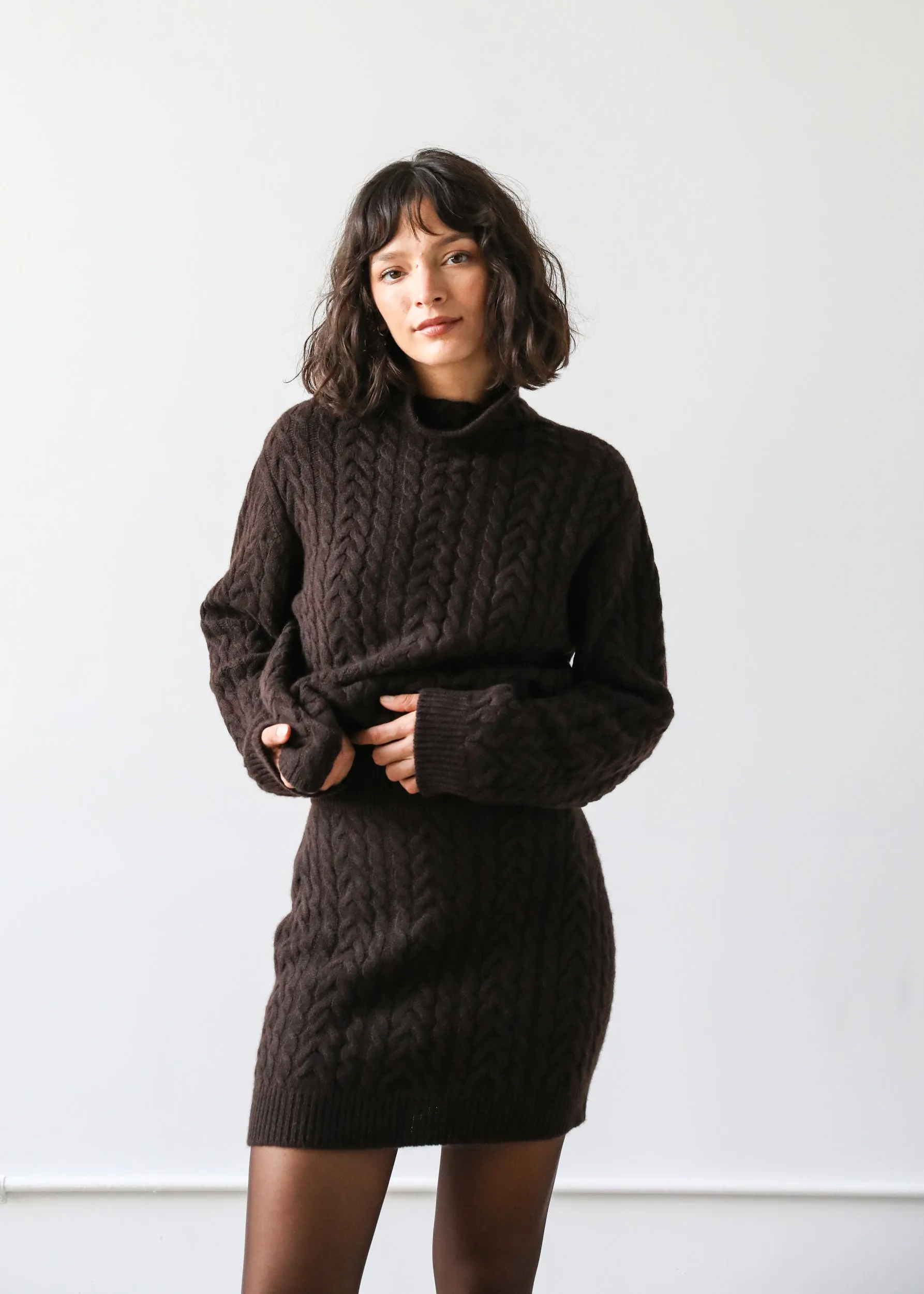 Beatrice Skirt in Espresso Cashmere