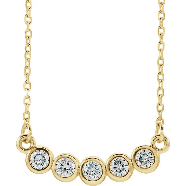 Bezel Set 5 Moissanite Necklace