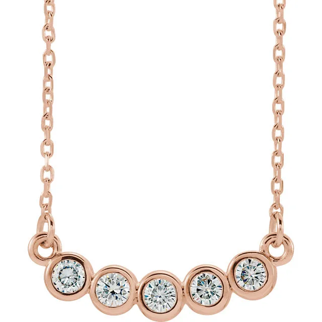 Bezel Set 5 Moissanite Necklace