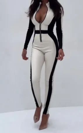 Black And White Stitched Jumpsuit