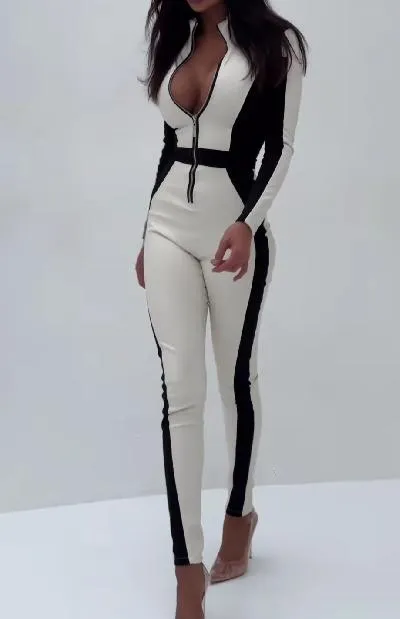 Black And White Stitched Jumpsuit