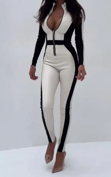 Black And White Stitched Jumpsuit