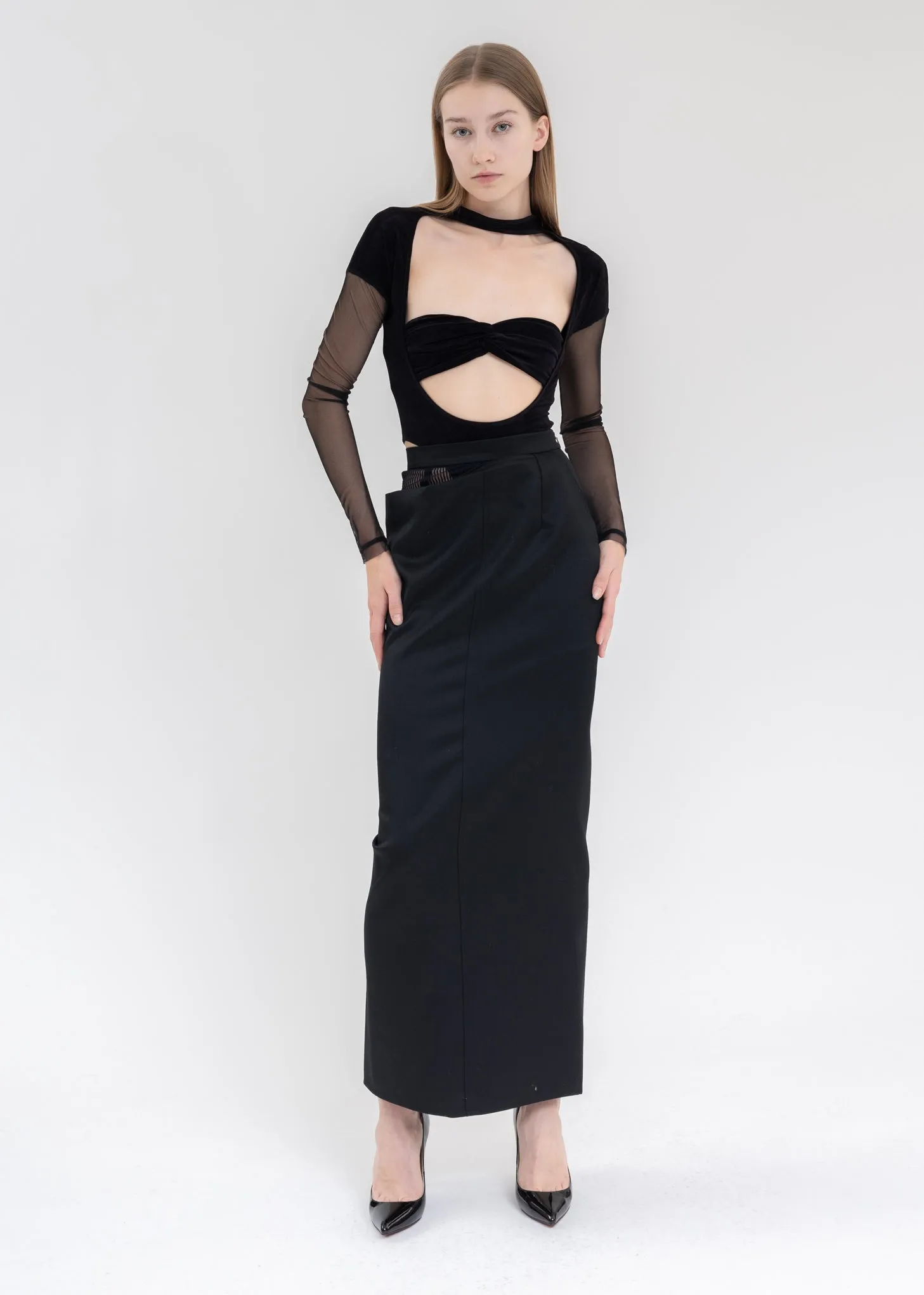 Black Cut Out Shape Skirt