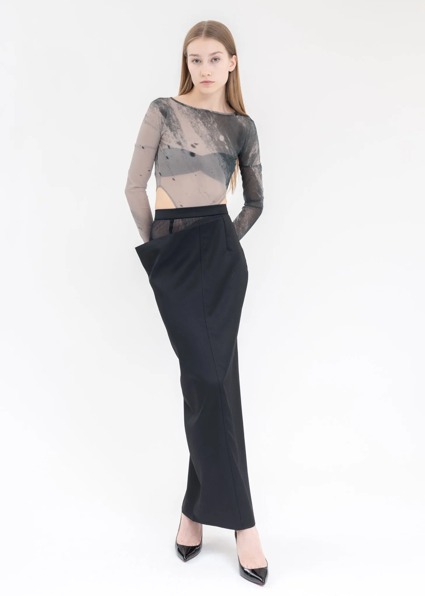 Black Cut Out Shape Skirt
