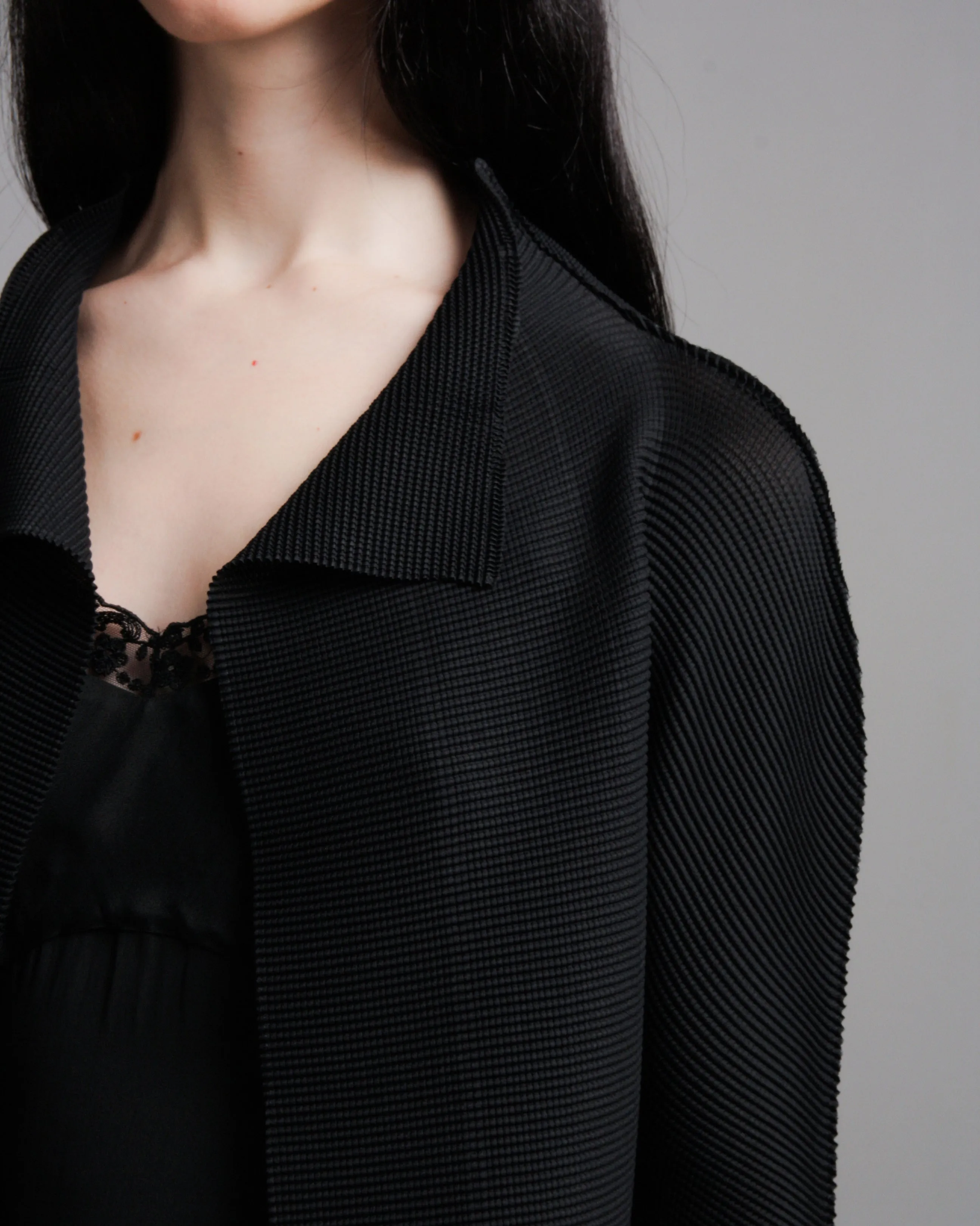 Black Micropleat Cardigan