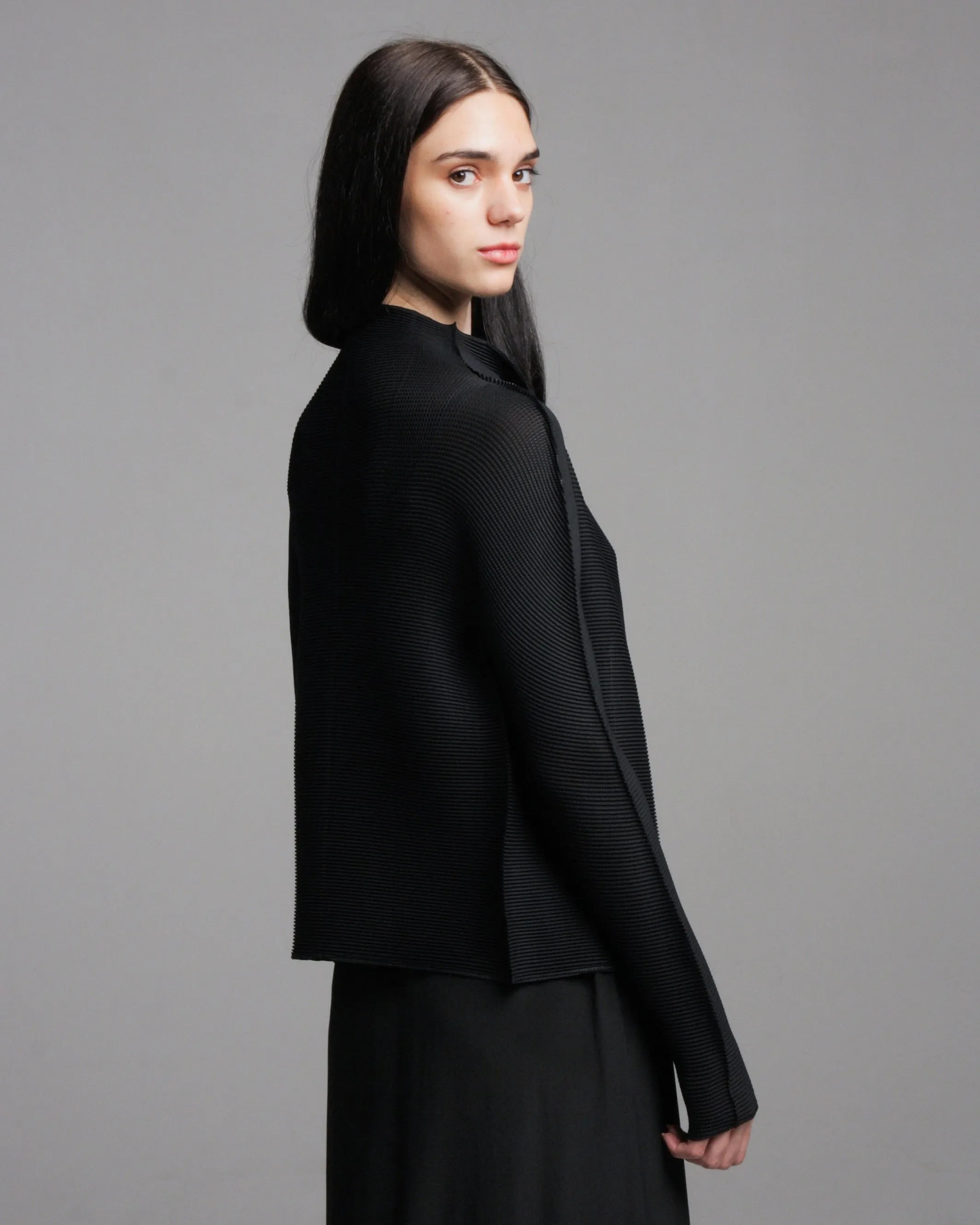 Black Micropleat Cardigan