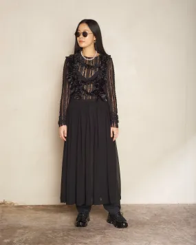 Black Ruffled Suspender Skirt