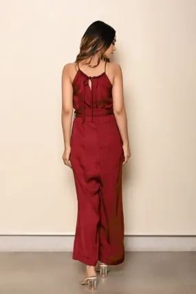 Burgundy Halterneck Jumpsuit