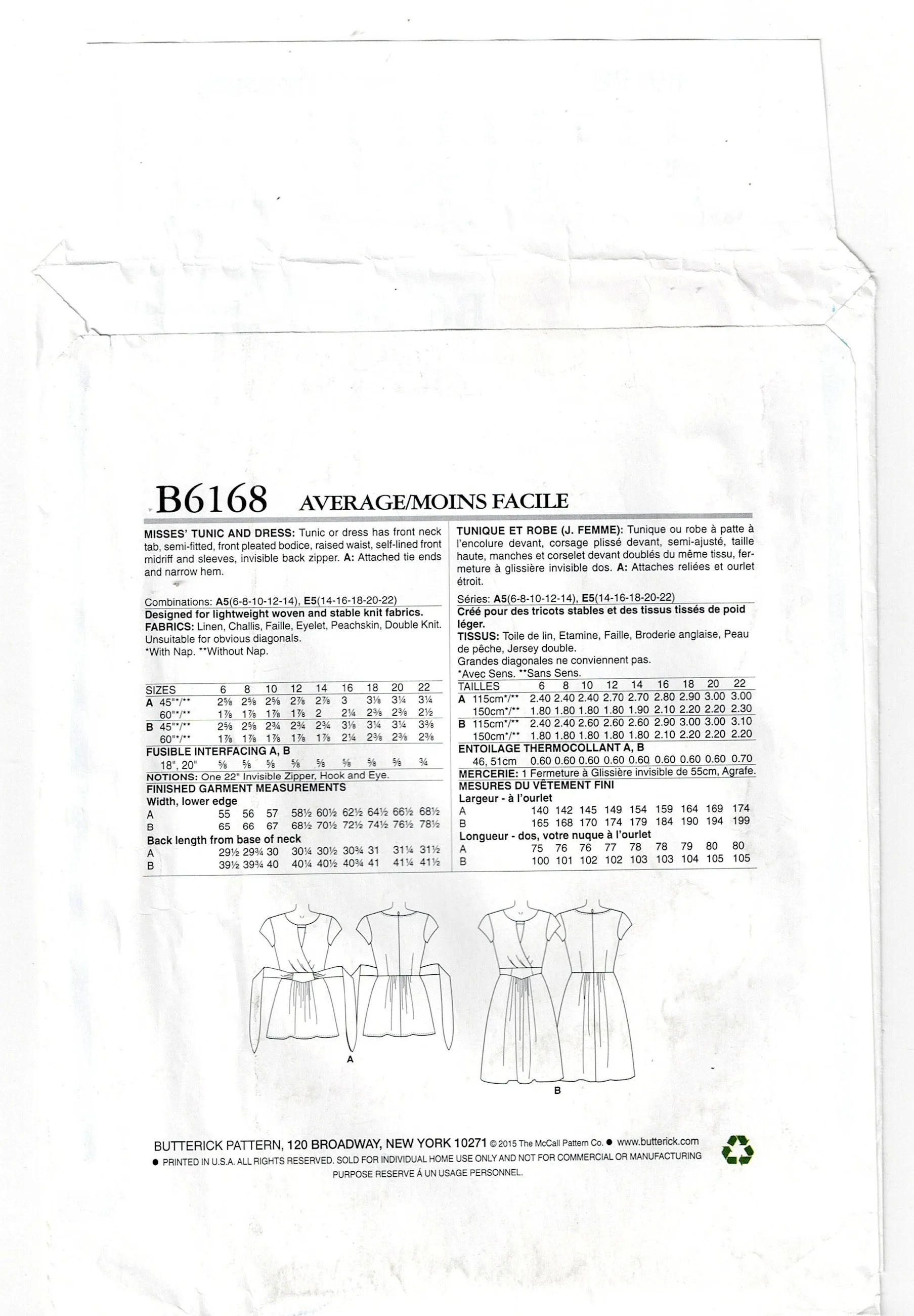 Butterick 6168 LISETTE Womens High Waisted Midriff Top & Dress Out Of Print Sewing Pattern Size 6 - 22 UNCUT Factory Folded