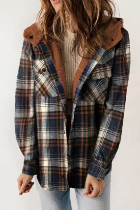 Cozy Plush Plaid Sherpa Hoodie Shacket