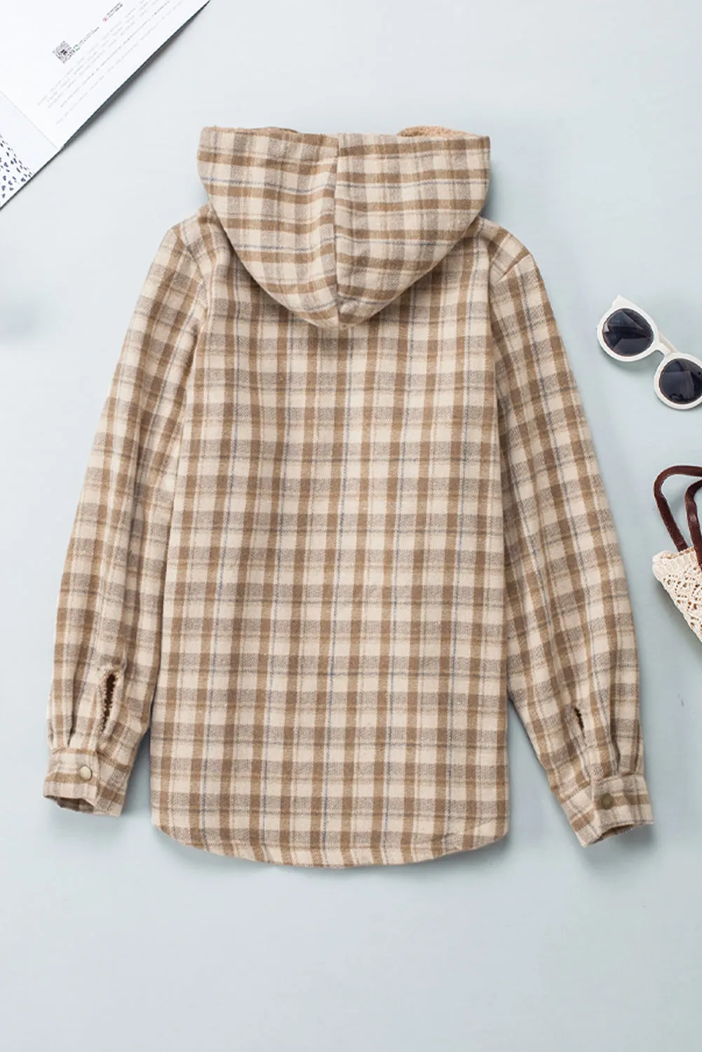 Cozy Plush Plaid Sherpa Hoodie Shacket