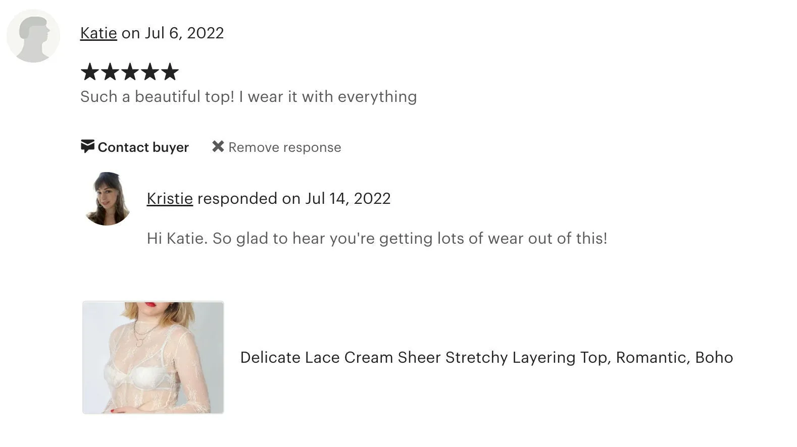 Cream Delicate Lace  Sheer  Top