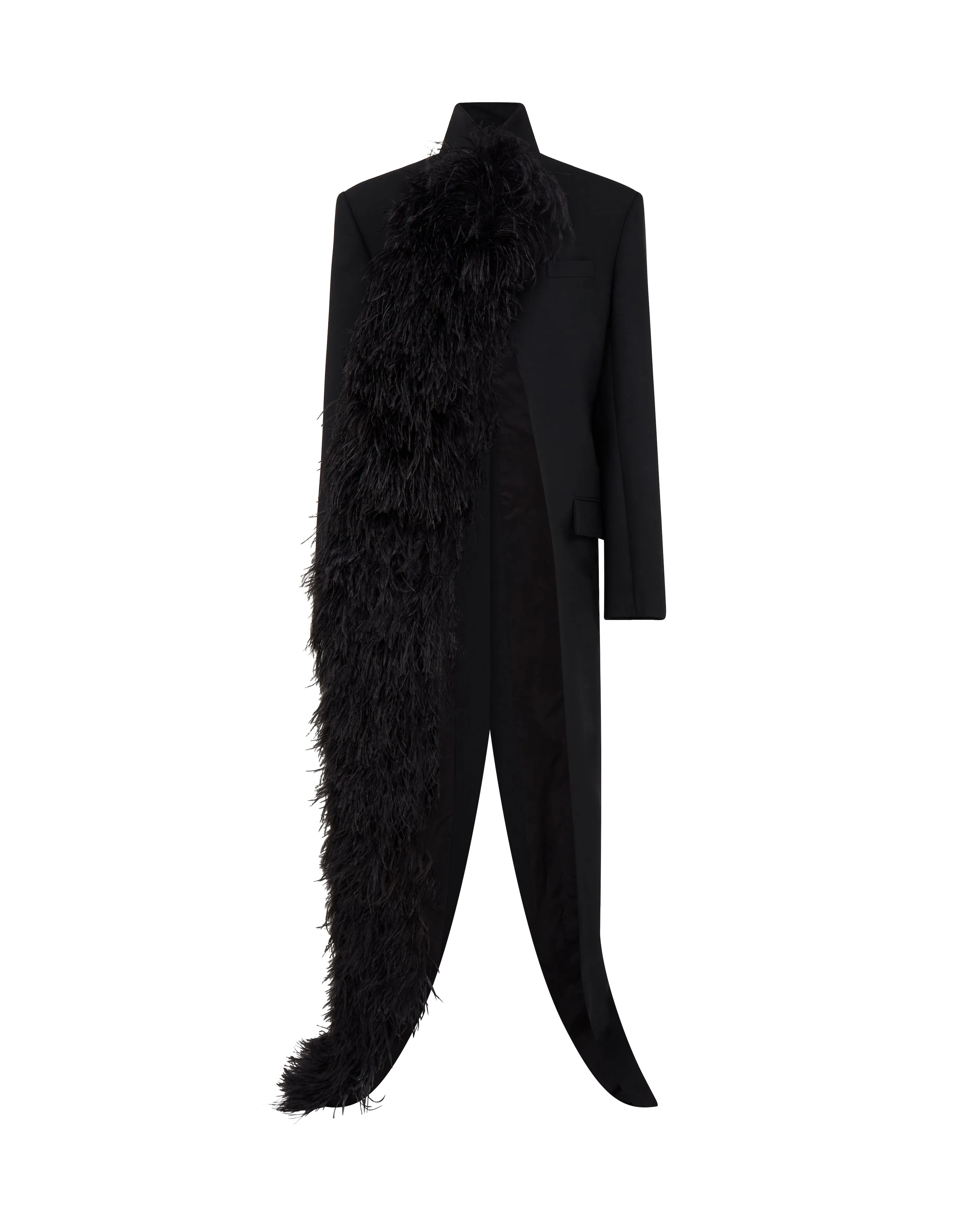 FEATHER TRIM TAILORED COAT