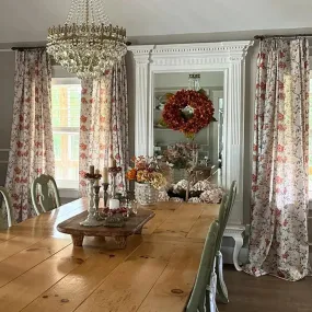 Holly Botanical Serenity Patterned Boho Curtains Pleated