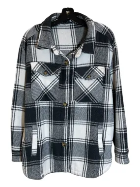 Jacket Shirt By Clothes Mentor In Black & White, Size: L