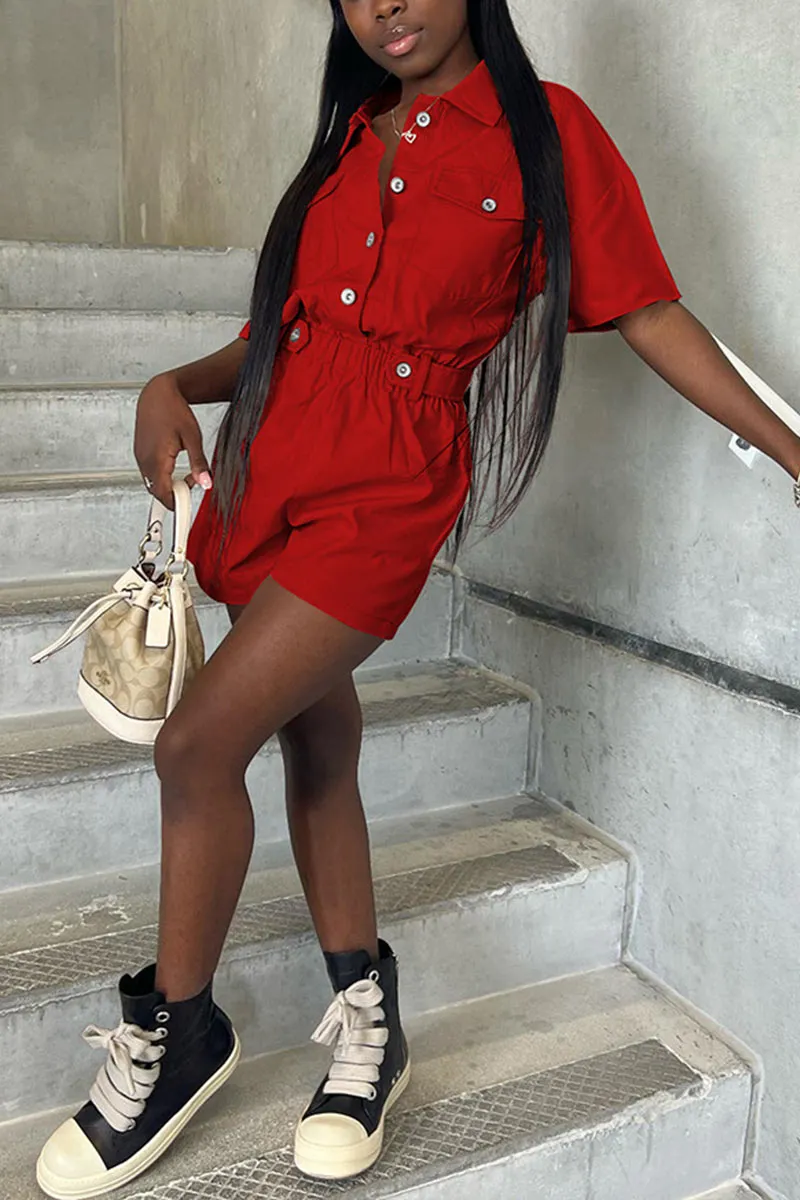JC929 Short Sleeve Shirt Romper