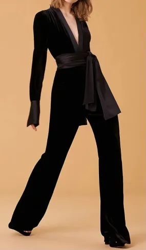 Lanni Velvet V Neck Jumpsuit