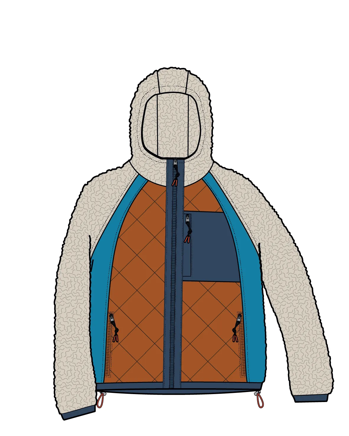 Lara Quilted Jacket - Oat/Sunset Orange