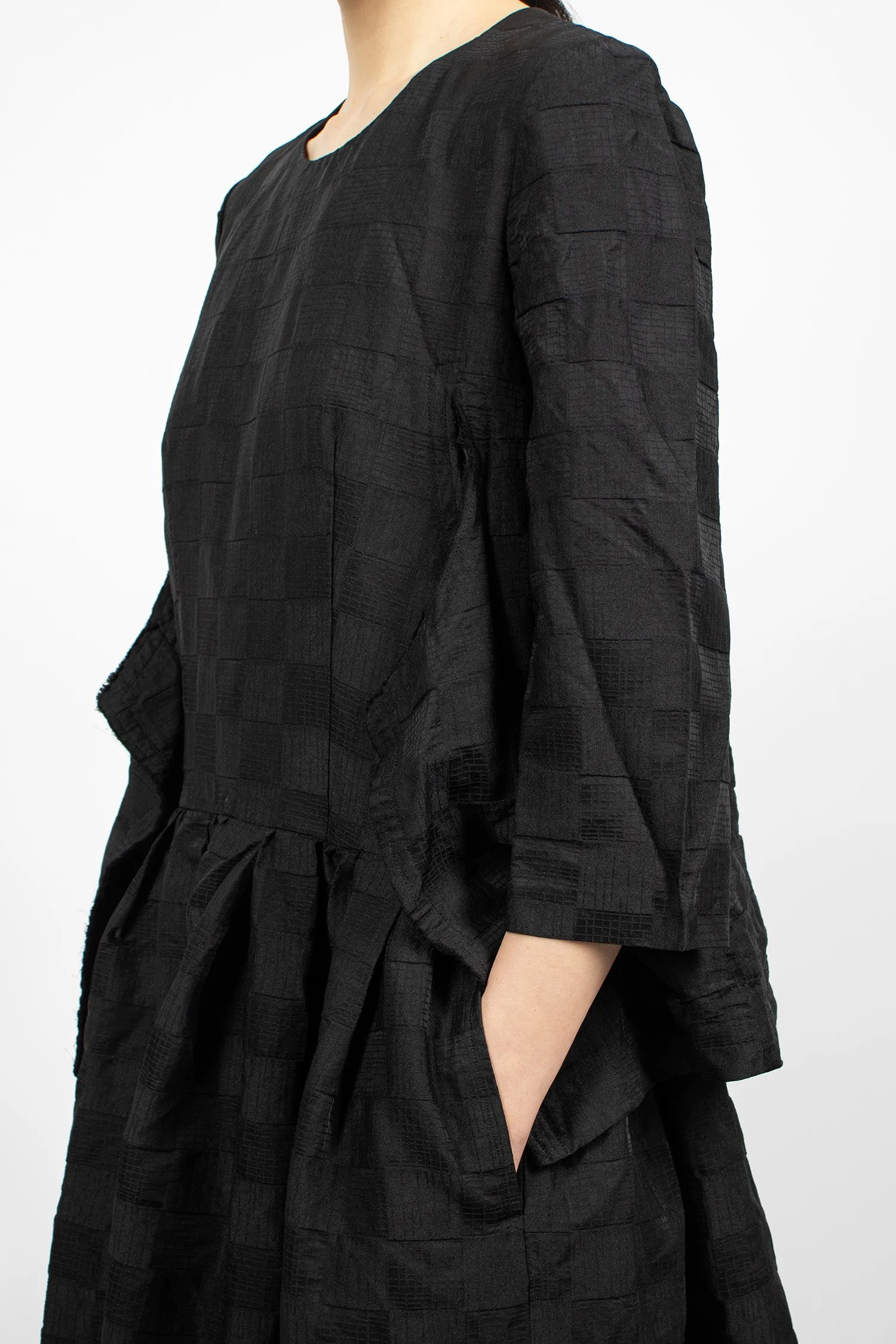 Layered Jacquard Dress Black