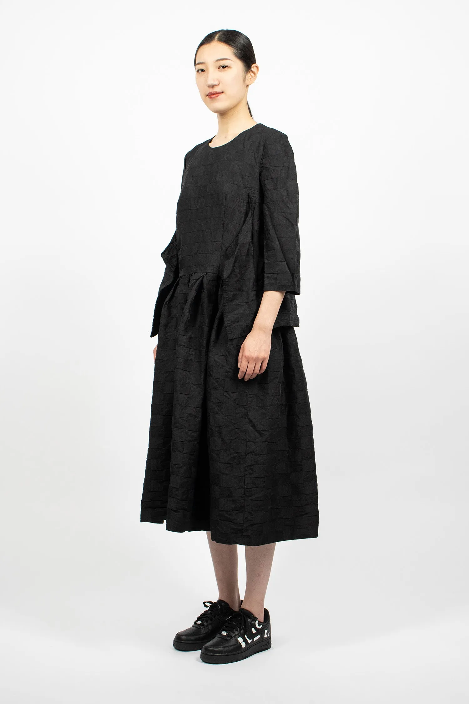 Layered Jacquard Dress Black