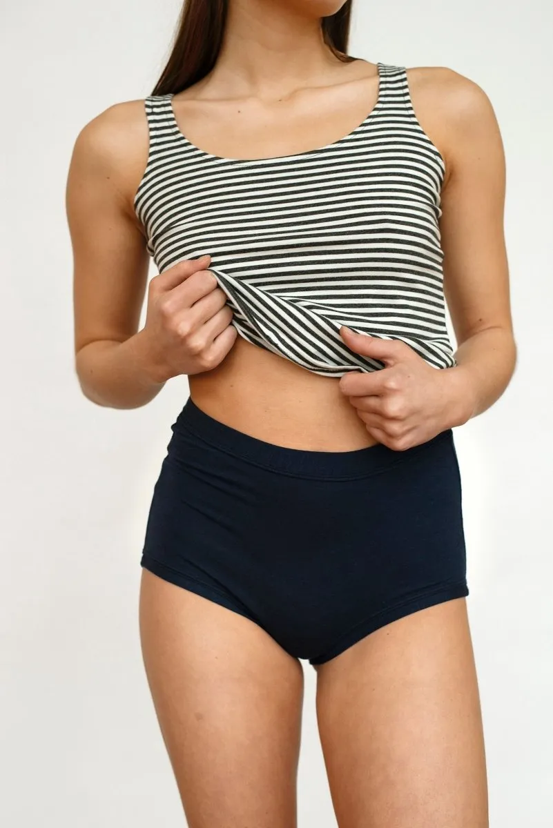 Leka Straight Tank (Charcoal White Stripe)