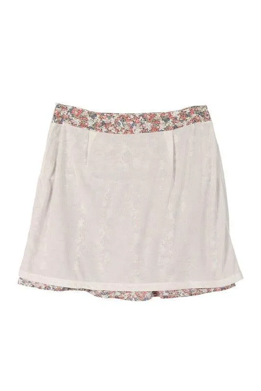 Lilou Tierd Floral Shirred Waist Layered Ruffle Hem Skirt