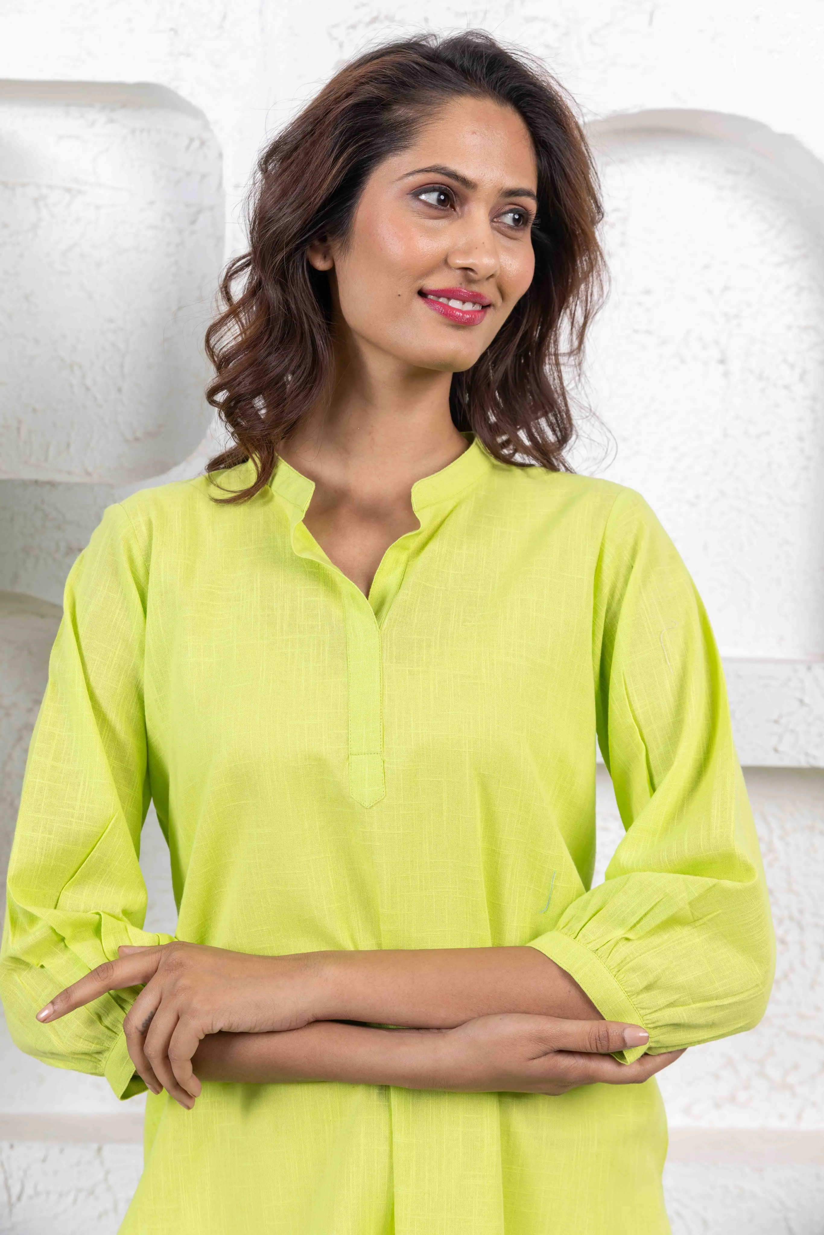 Lime Green Regular long cotton tunic