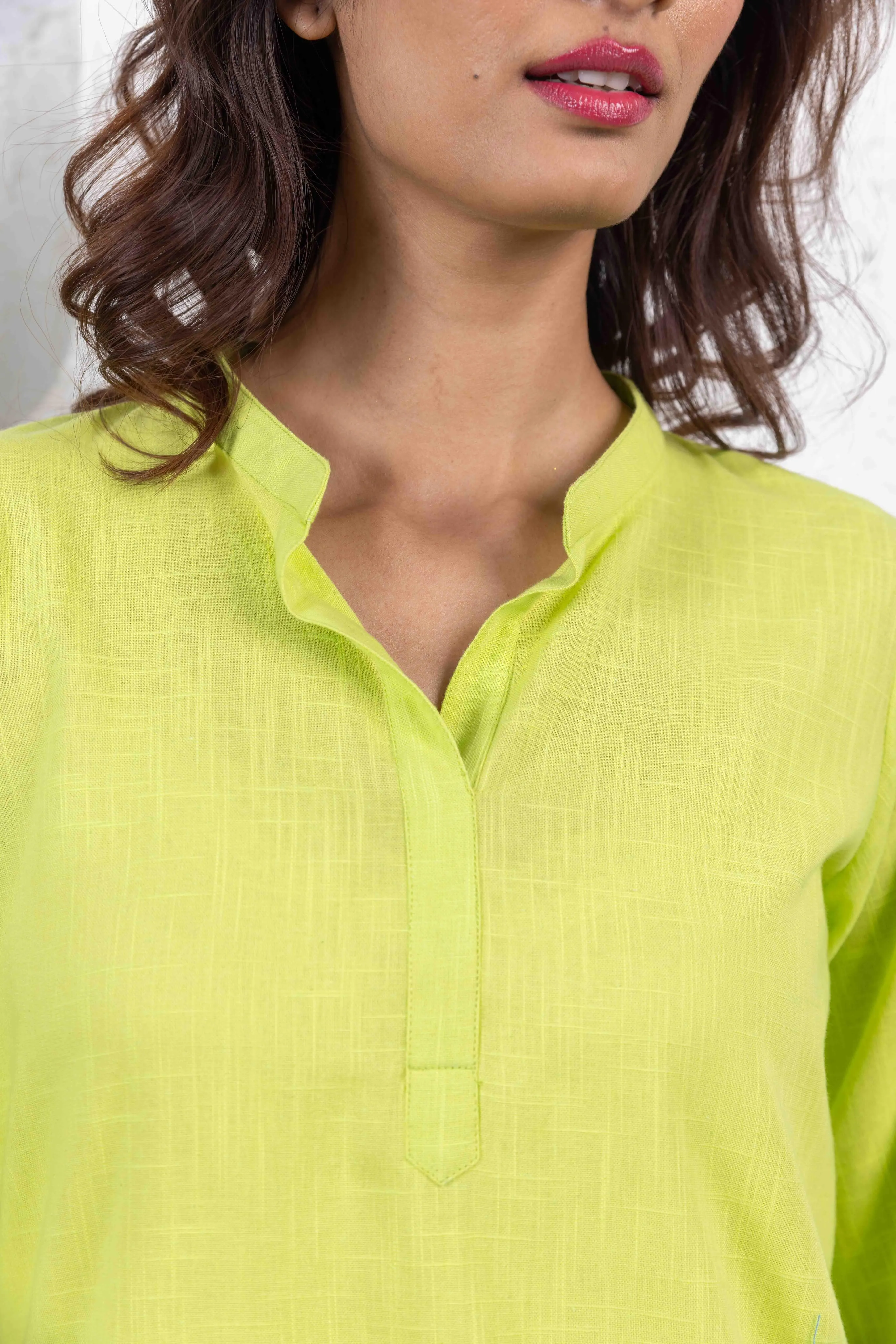 Lime Green Regular long cotton tunic