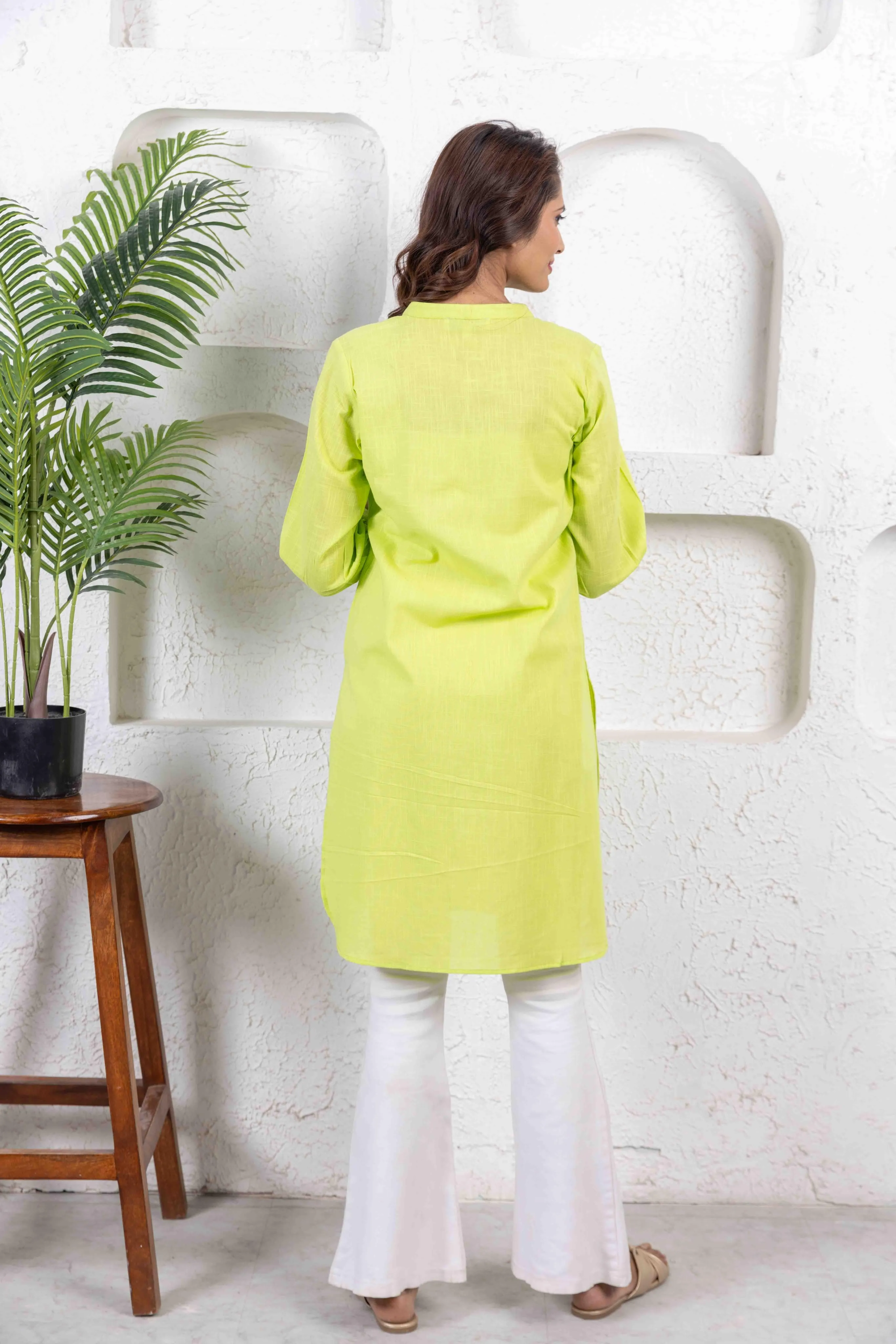 Lime Green Regular long cotton tunic