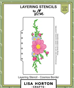 Lisa Horton Crafts Slimline Layering Stencils - Cosmos Border
