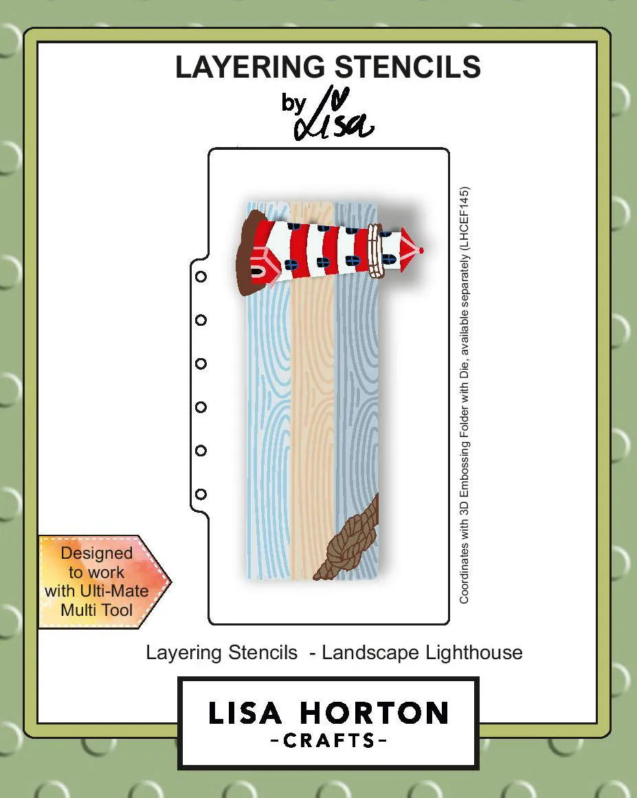 Lisa Horton Crafts Slimline Layering Stencils - Landscape Lighthouse