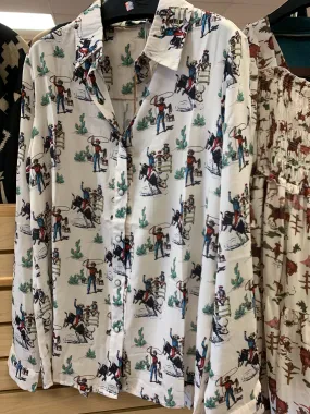 Long Sleeve Rodeo Cream Pearl Snap Shirt