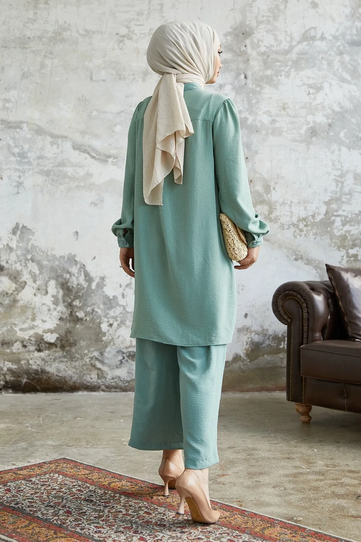 MDS Women Arfa Ayrobin Buttoned Casual Suit - Light Green - Gresham