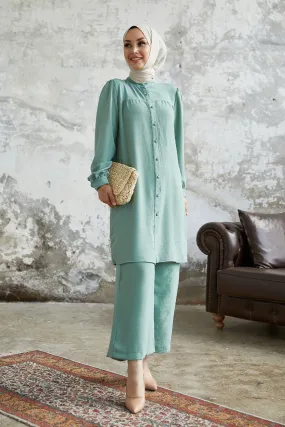 MDS Women Arfa Ayrobin Buttoned Casual Suit - Light Green - Gresham