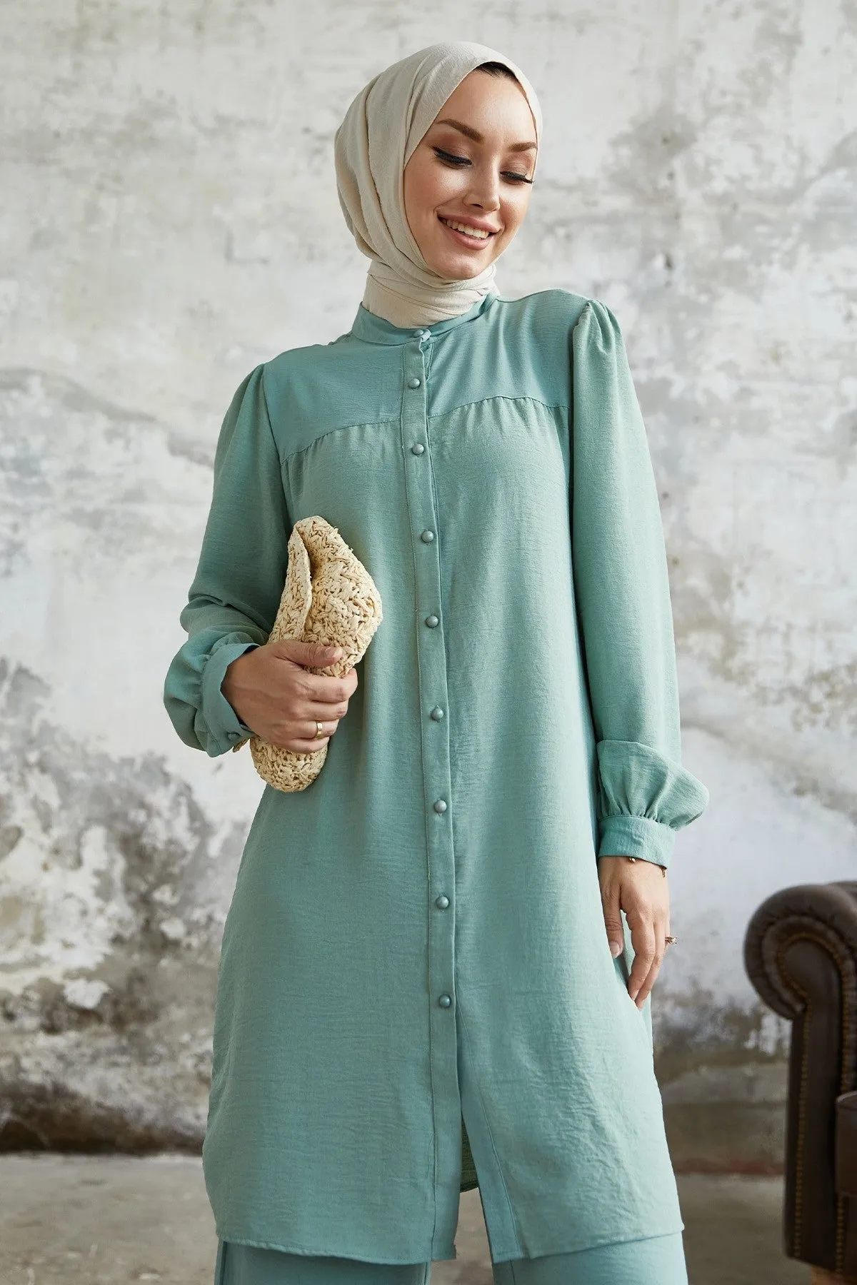 MDS Women Arfa Ayrobin Buttoned Casual Suit - Light Green - Gresham