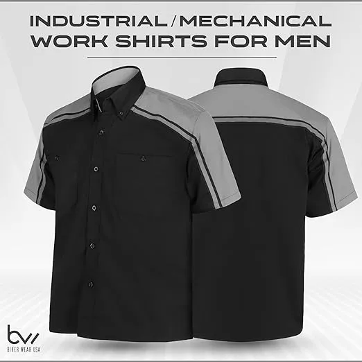 Mechanic Work Shirts Black/Grey WSM-BKGY